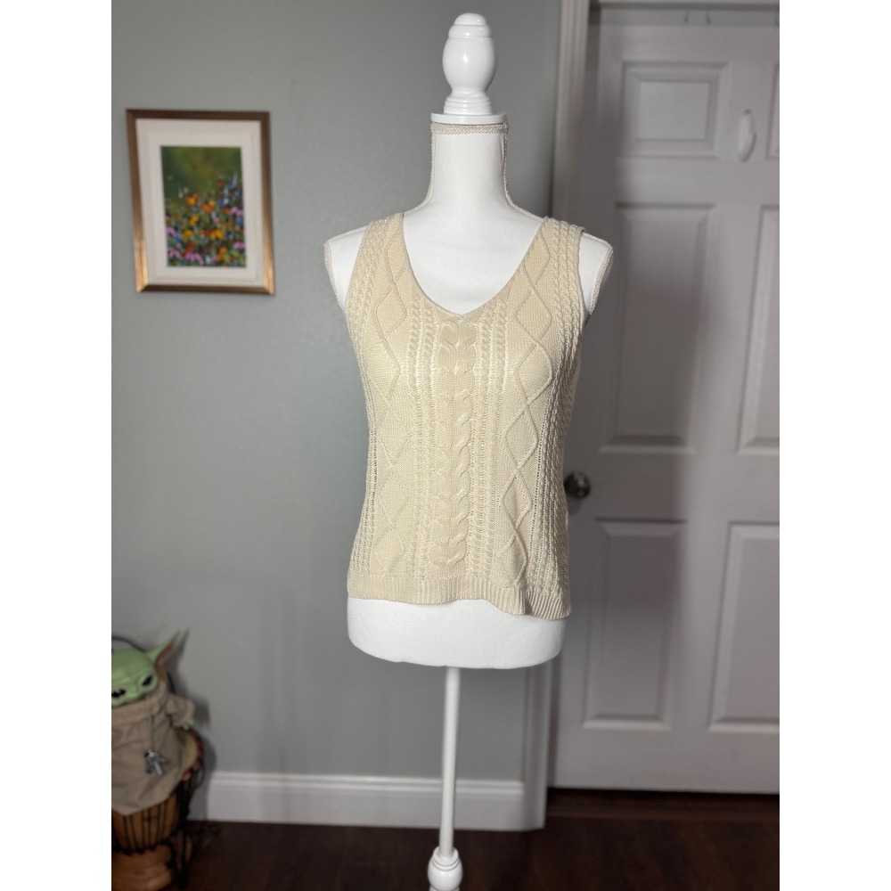 Cream Cable Knit Sweater Vest